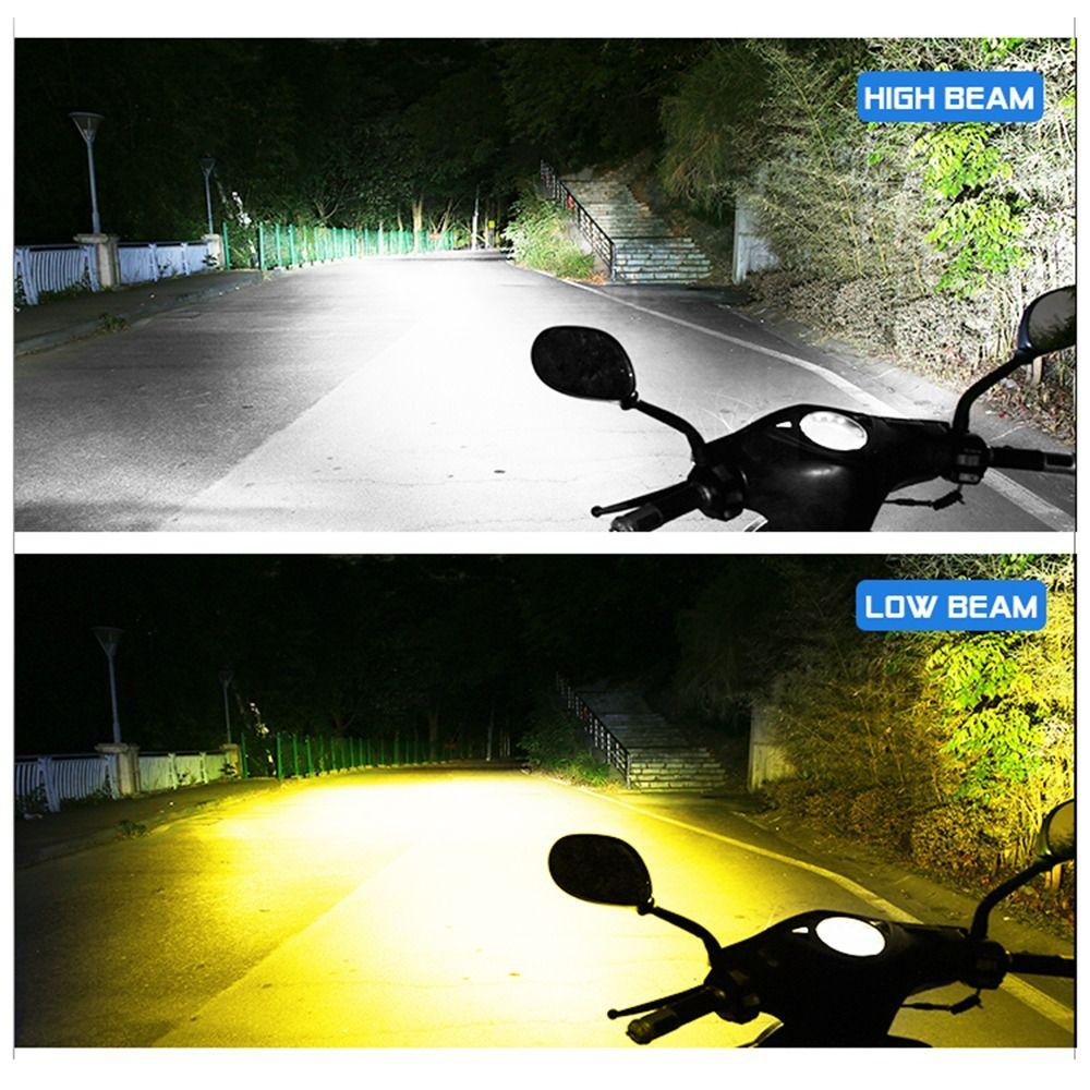High Low Beam LED Motorcycle Headlight 3 Lens Motorbike Spotlight  Electric Motorcycle