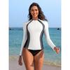 CHARMLEAKS Women Zip UV Rash Vest Long Sleeve Rashguard Shirts