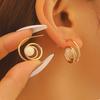 1 Pair Women Earrings Hollow Spiral Design Multi-Color Faux Gemstones Inlaid Electroplated Earrings Jewelry Accessories