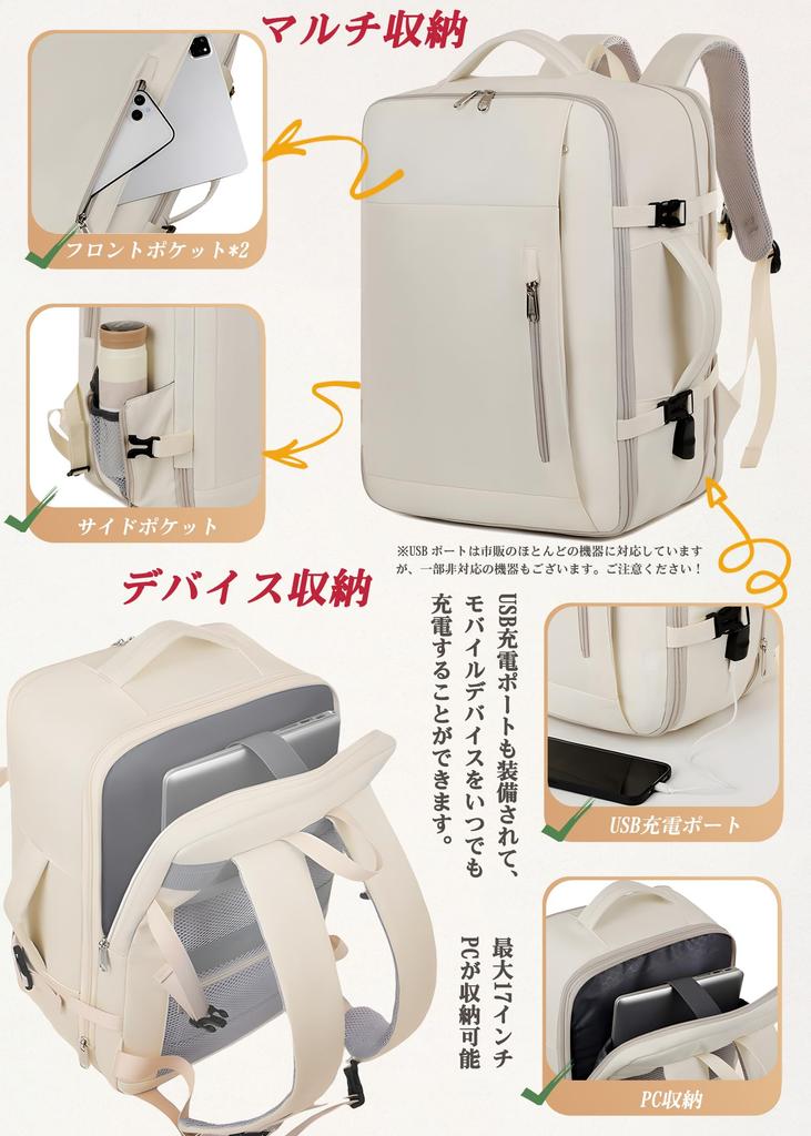 Mochila de Viagem VENDAGO para Homens e Mulheres, Grande Capacidade, Expansível, Tamanho de Bagagem de Mão, Design de Abertura 180°, Design 4 em 1, Mochila 4 em 1, Viagem