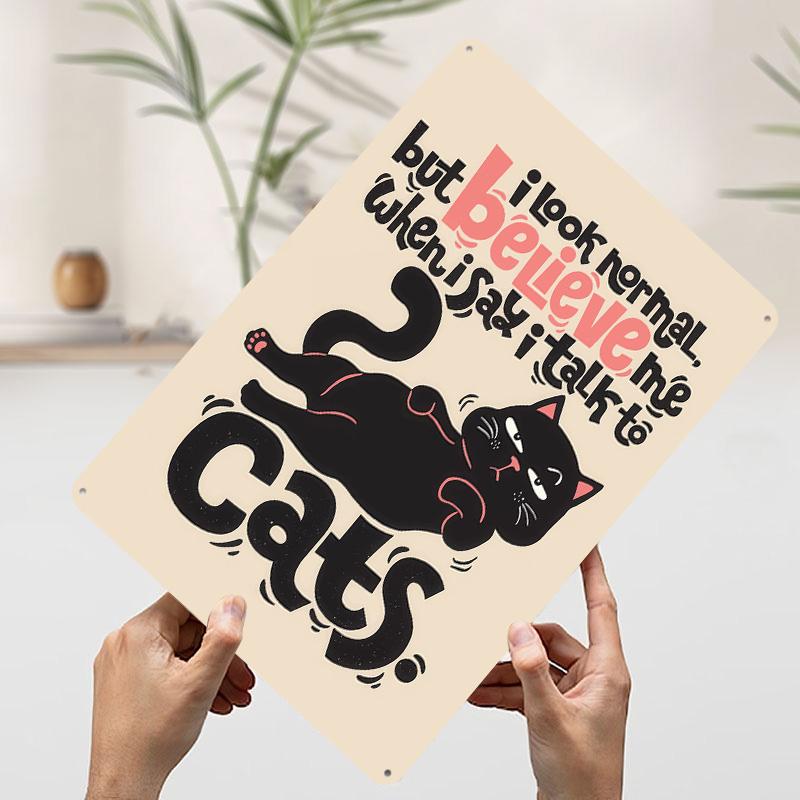 

Funny Cat Talking Metal Poster Customized Wall Art Retro Vintage Tinplate Signs for Gamer Decoration Room Coffee Bar Accessories 7.9x11.8In(20x30cm)
