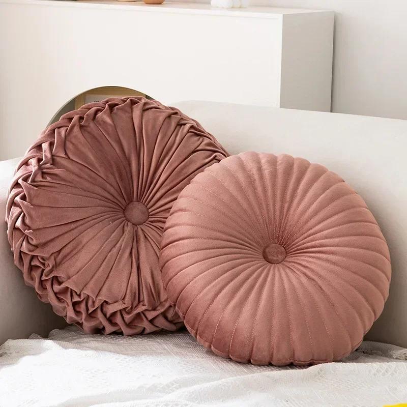 Nordic Ins Pumpkin Pillow Round Pillow Pink Seat Cushion Waist Pillow Living Room Sofa Homestay Decoration Wheels PuTuan