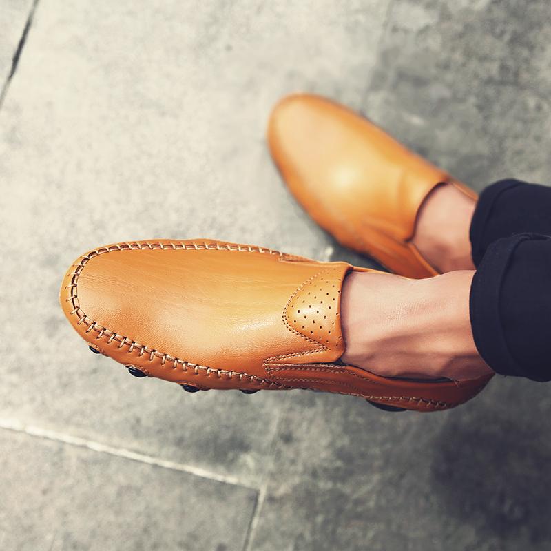 Fashion Summer Men's Punching Leather Loafers Non Slip Walking Breathable Outdoor Casual Hollow Out Sneakers Male Business Office Shoes