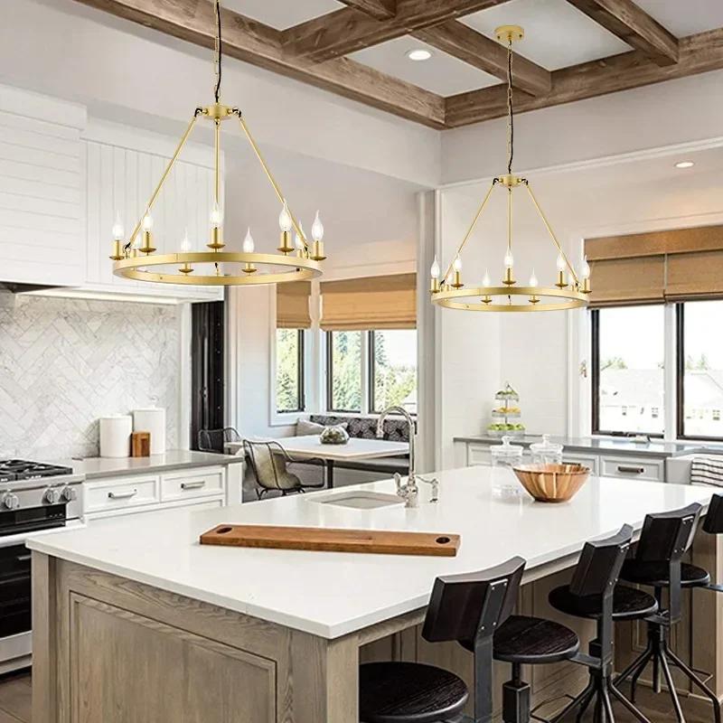 

Черные люстры Индустриальное железное освещение Подвесной потолочный светильник-люстра для столовой, кухни, спальни, гостиной 60x60cm золотой