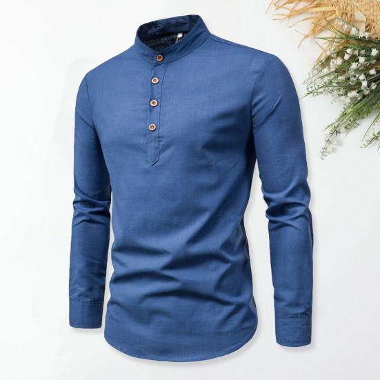 Męska koszula biznesowa Slim Fit ze stójką Lekkie, oddychające, stylowe koszule męskie z długim rękawem