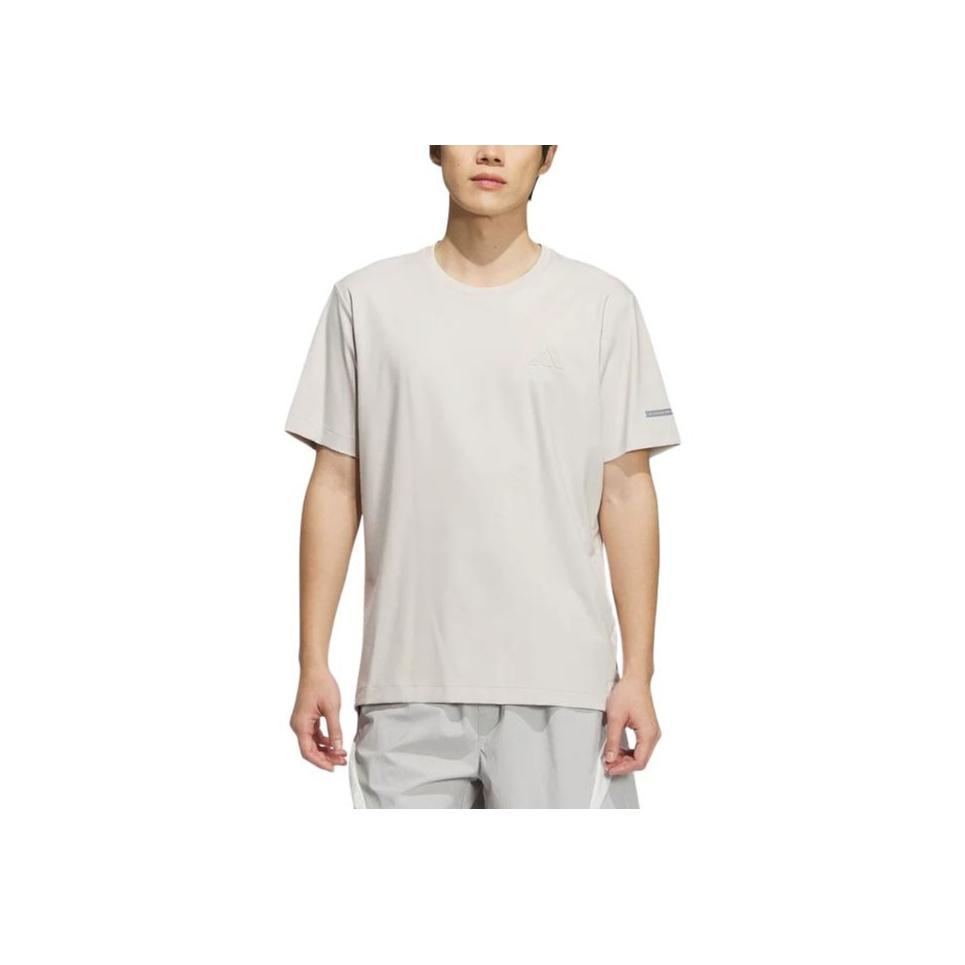 adidas Logo Round Neck Short Sleeve T-Shirt Men T-Shirts Beige JL6050