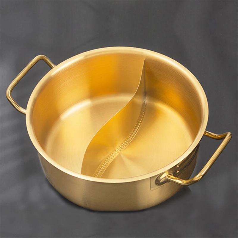 Double flavor golden pot Commercial gold imitation copper Soup pot cooker Stainless steel hot pot hotpot Boiler for gas cookware