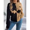 Autumn and Winter Women Halloween Pumpkin Contrast Color Knitted Long Sleeve Loose Sweater
