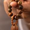 Natural Green Sandalwood Lotus Pod Prayer Beads for Women - Soft Hand-Twisted Buddhist Wenwan Bracelet.