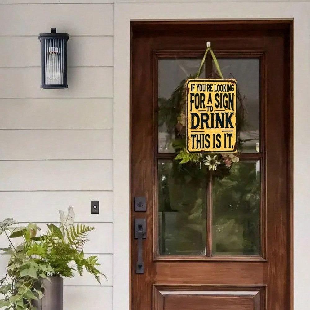 Funny Drinking Quotes Metal Sign Retro Yellow Black Bar Decor 12x8 Inch Aluminum Wall Art for Home Pub Office
