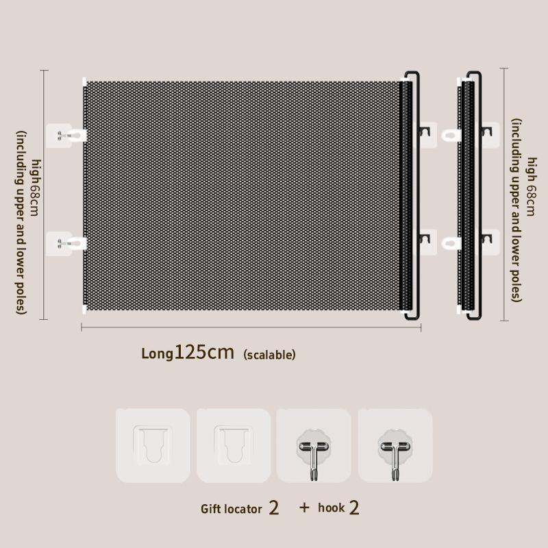 Retractable Pet Gate For Cats Dogs No-Drill Mesh Safety Barrier Anti-Jump Isolation Fence To Prevent Cat From Escaping Indoor