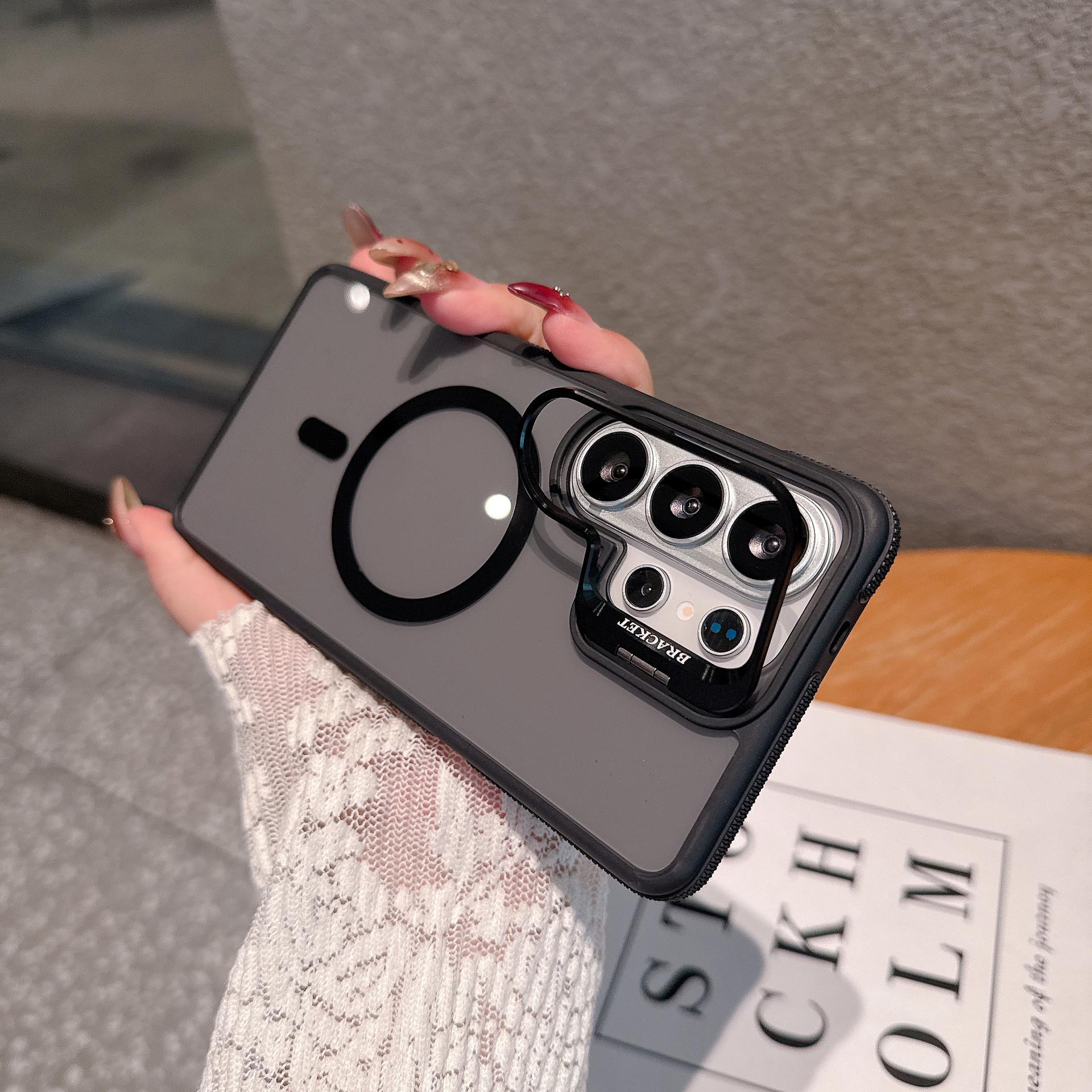 Dual-color Magnetic Lens Stand Protective Case for Samsung S26 Ultra & S25 – Drop-Proof, Skin-Feel Design S23 Ultra чёрный