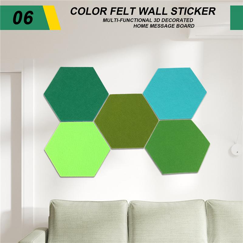 AD23-5Pcs/Set Hexagon Felt Board Hexagonal Felt Wall Sticker Multifunction 3D Decorative Home Message Board Self-Adhesive Kids R