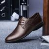 Genuine Leather Oxford Mens Shoes High Quality Formal Dress Derby Shoes Classic Business Office Wedding Footwear Handmade Brown