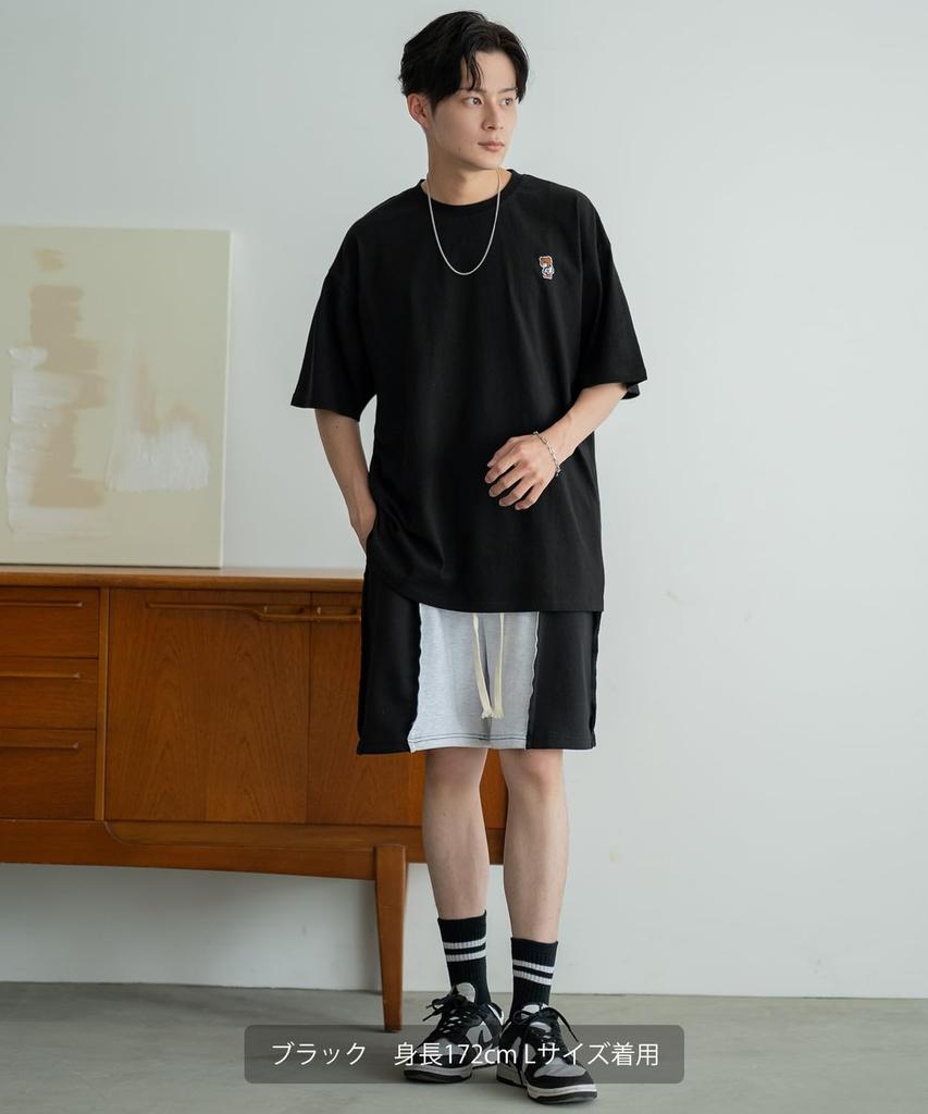 IMPROMES Casual SIDEWAYSTANCE Embroidered Skateboard Downer Bear Short Sleeve T-Shirt, Men's, Black