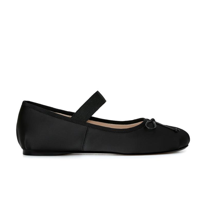 [Shei Su Yinyin] First Meeting In July~ Bow Satin Light Mouth Versatile Casual Mary Jane Ballet Women's Shoes