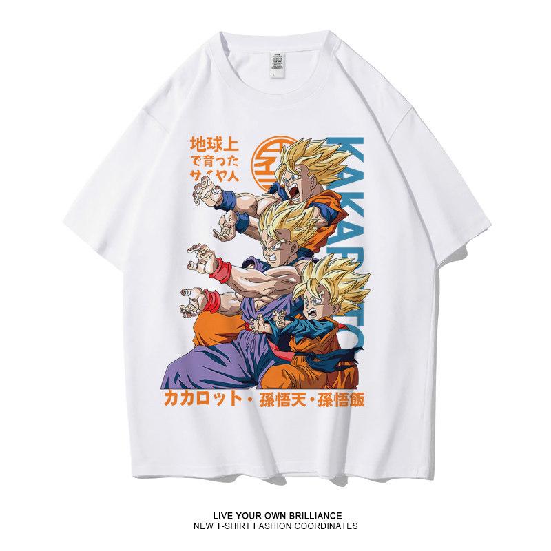Dragon Ball Tshirt Mens Pure Cotton Casual  Round Neck Tshirt Short Sleeve Clothing Summer Sports Casual Short Sleeve Top