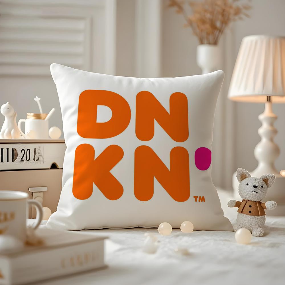 Dunkin' Donuts Cushion Cover Anti-dustmite Pillowcase Invisible Zipper Silky Short Plush Sofa Cushion Cover