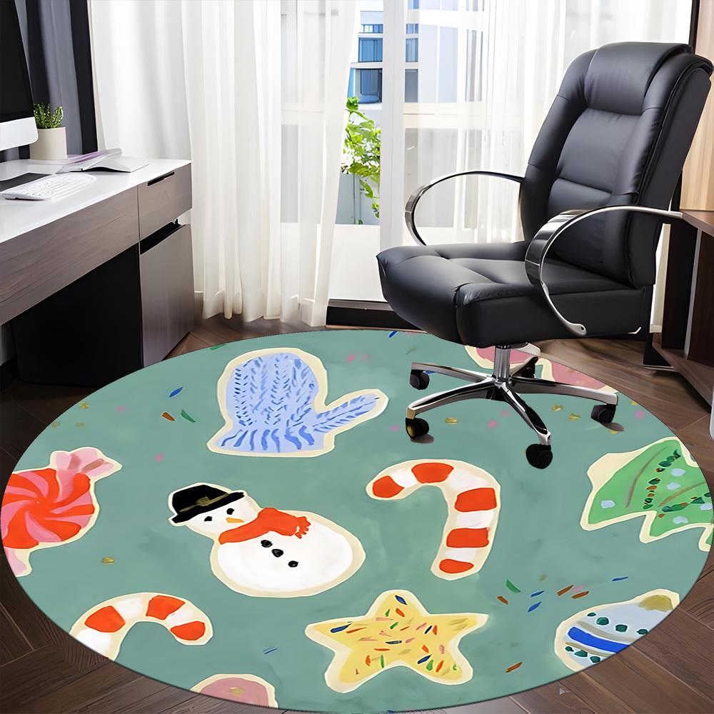 1pc Christmas Cookies Chair Carpet for Office, Non-slip, Soft and Durable Office Rug for Interior Decoration, Perfect for Office yy260313014