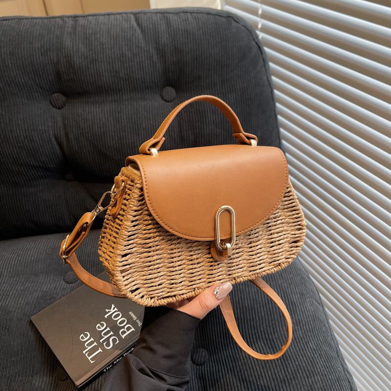 

Woven straw bag women s niche design new spring and summer messenger bag women s portable seaside vacation beach bag хаки