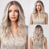 Alan Eaton Blonde Brown Ombre Synthetic Lace Front Wigs Long Curly 13x1 Lace Wig Women Natural Daily Fluffy Heat Resistant Fiber