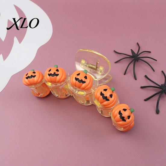 Pumpkin Decorative Hair Accessories Halloween Claw Clip for Women Girls, Cute Witch Hat/Pumpkin/Ghost Versatile Clips Daily Use Plastic Clips,