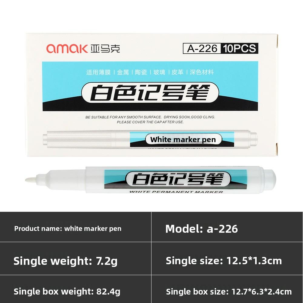 1pcs Quick-Dry White Marker Pen  Fine Tip for Drawing  Tire Marking Highlighting  Odorless Waterproof Ink