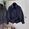 Womens Cotton Wrinkle Detail Relaxed Fit Shirt With Pointed Collar Loose Long Sleeve Top 2026