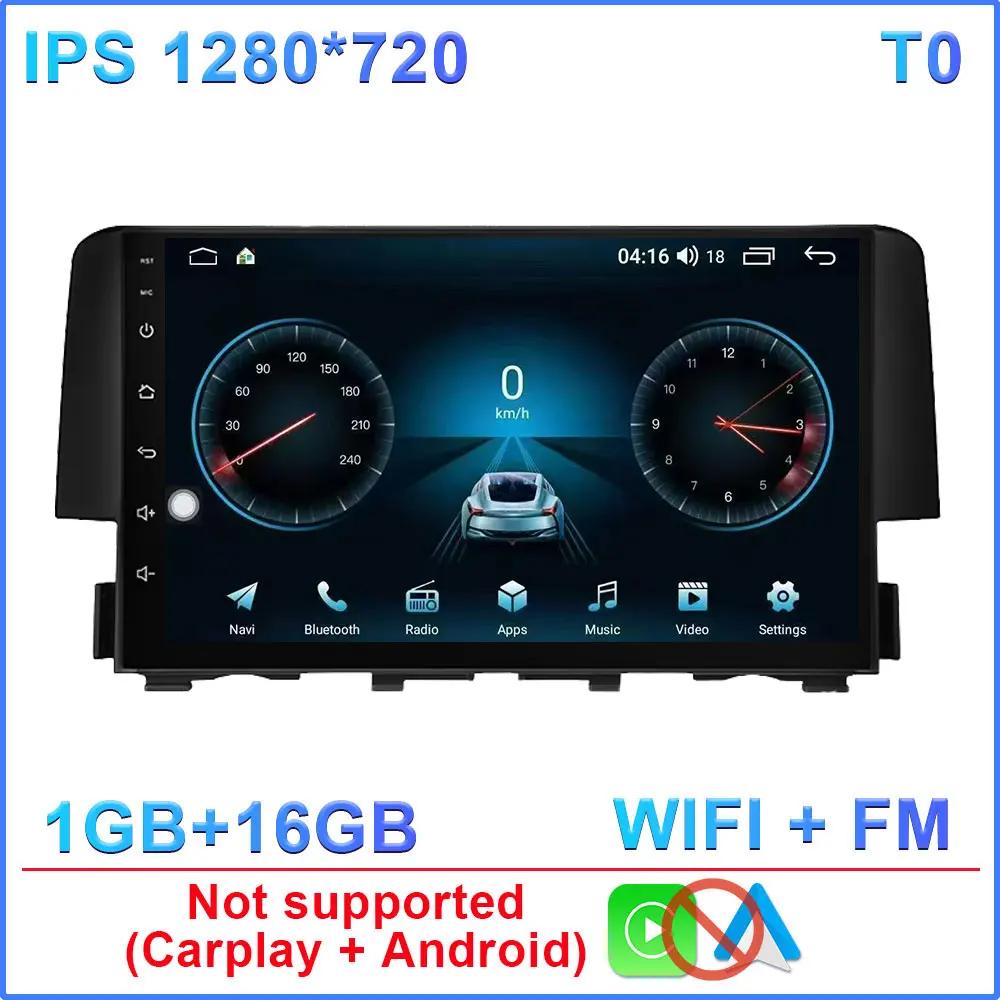 Android 14 Car Radio for Honda Civic 2016 2017 2018 2019 2020 Multimedia Player Carplay Auto GPS QLED Screen Stereo No 2din Din