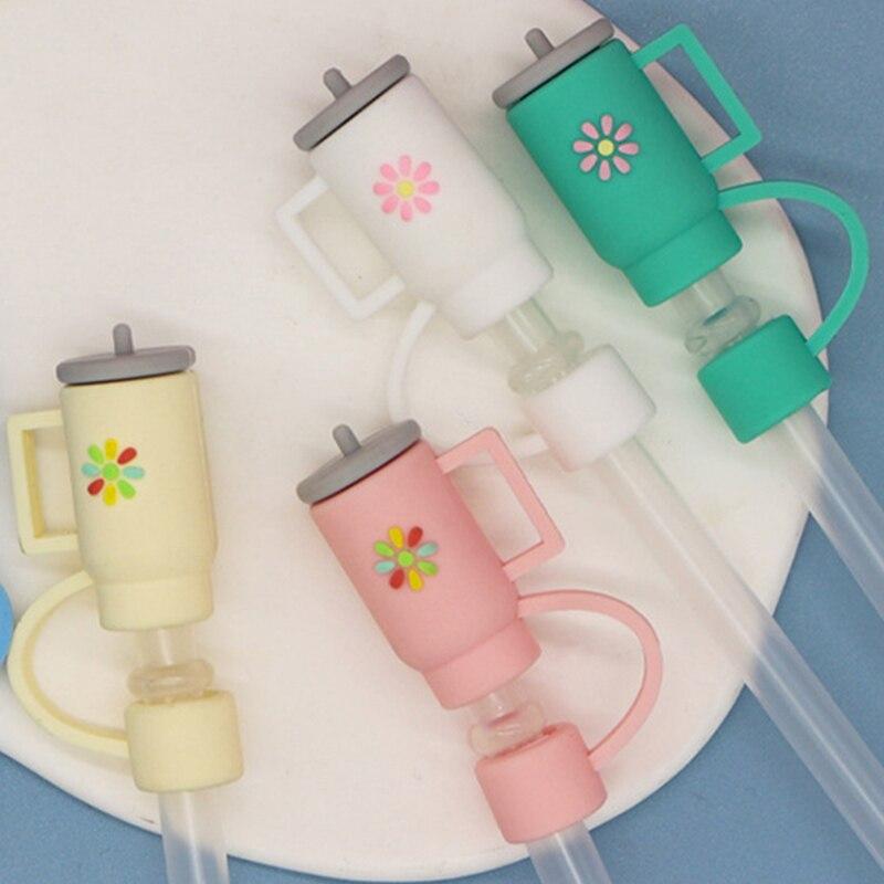5PCS Large Diameter 10mm Straw Cap Color Silicone Leakproof Plug Ice Bullock Accessories Dust Cup Straight Bends Are Available