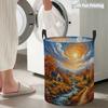 Collapsible Laundry Basket Large Round Waterproof Fabric Hamper Dirty Clothes Storage Bin Toy Organizer with Handles