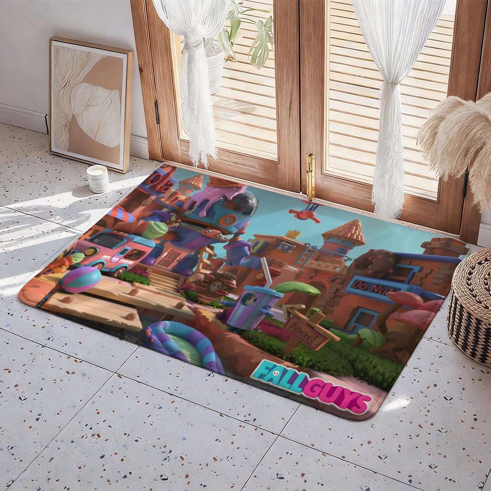 Game F Fall Guys Floor Mat Eco  Flannel Doormat Non Slip Odorless Indoor Floor Rug Soft Short Plush Home Mat