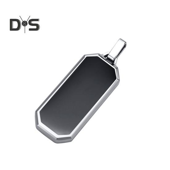 Men Necklace Punk Style Hip Hop Titanium Steel Black Pendant Polished Luster Sweater Pairing Necklace Individual Adult Jewelry