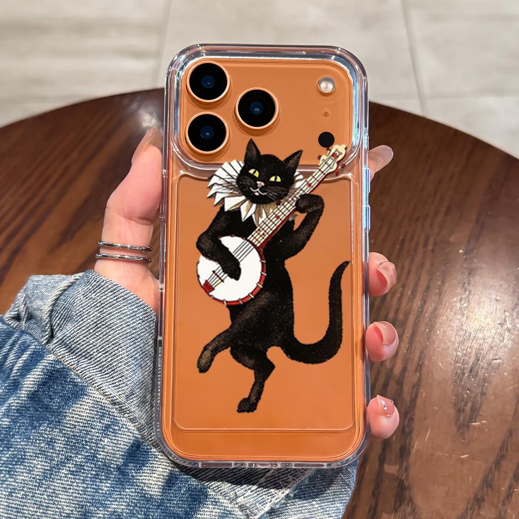 Cool Cat Transparent Case For iPhone 16 Pro 15 14 13 12 11 17 Pro Max 7 8 Plus XS 16E Silicone Shockproof Clear Soft Cases Cover