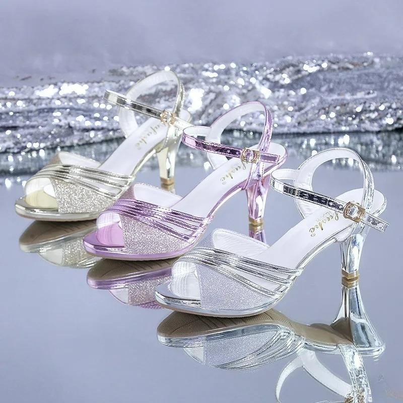 2025 Fashion Open-toe Sandals Summer New British Style Fish Mouth Shoes Women Buckle Lacquered Leather High Heels Zapatos Mujer