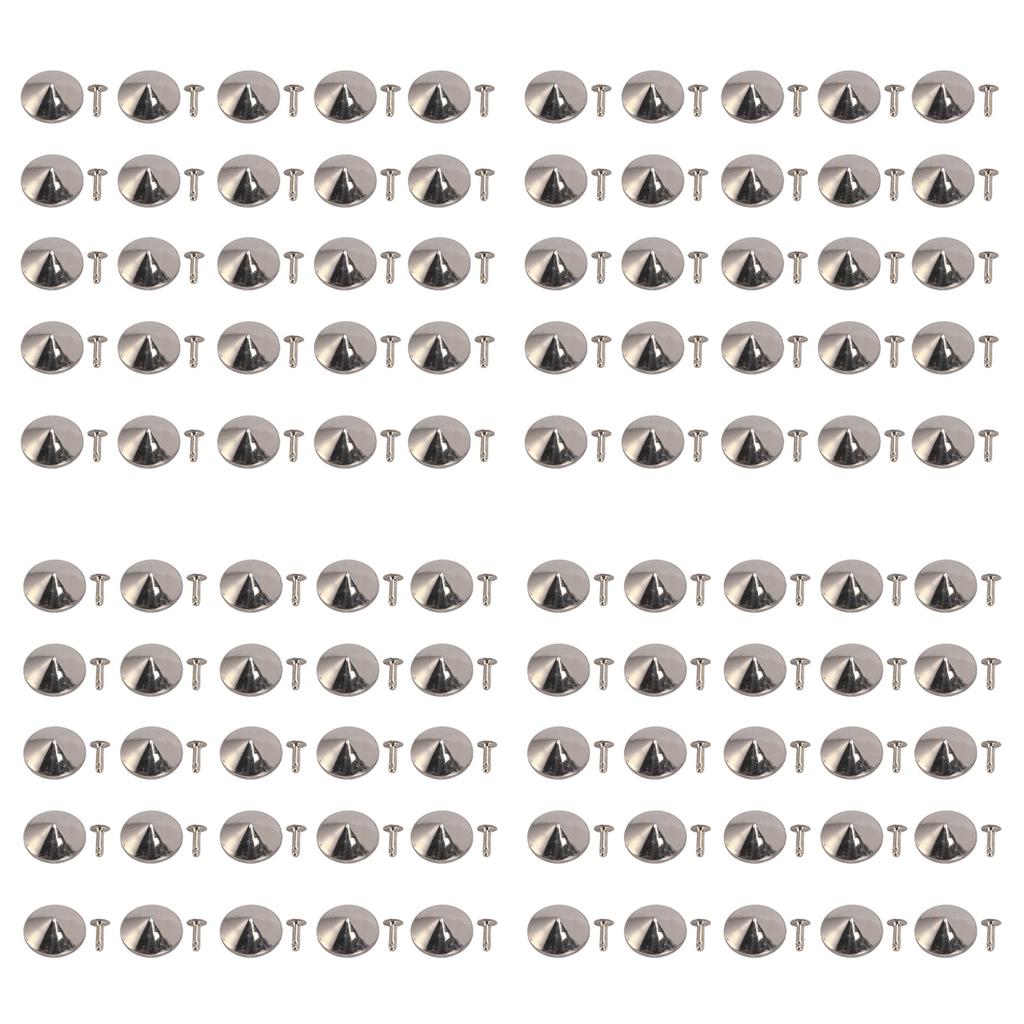 100 Sets Pilznägel Nieten 25mm DIY Verchromte Eisen Kegelspikes und Nieten Pilzkopf Nieten für Reparaturen