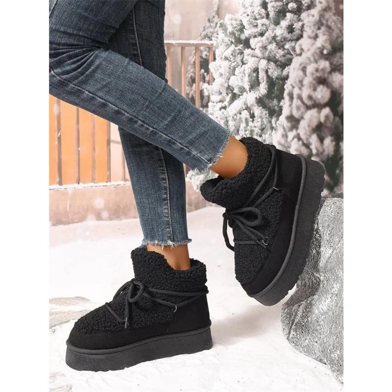 Autumn and Winter New Thick-soled Booties Faux Shearling Warm  Snow Boots Thickened Ankle Boots Over-the-knee Warm Women's Boots