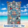 Dog Theme Beach Towel Personalized Custom Name & Text Soft Quick Dry Beach Towel for Swimming Travel