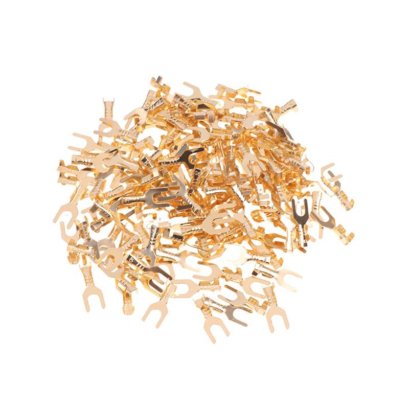 100Pcs/Pack 3.2/4.2/5.2/6.2Mm U-Shaped Brass Cable Grounding Lug Connector
