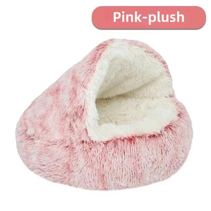 Winter Warmth Soft Fleece Lined Semi-Enclosed Plush Pet Nest for Cats