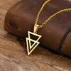 Men's Stainless Steel Hollow Double Triangle Necklaces,Waterproof Metal Geometric Pendant Collar with O Chain