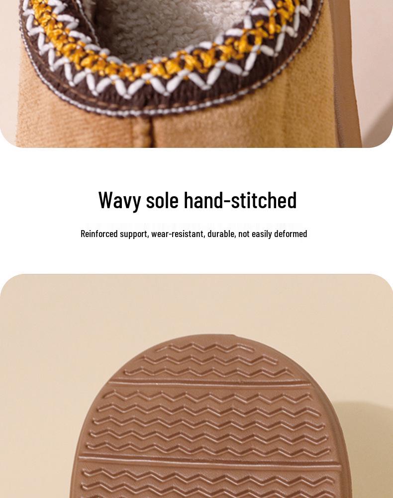 Fellpantoffeln im Ethno-Stil: Warme, dicksohlige Baumwollpantoffeln für Damen und Herren, perfekt für Herbst und Winter