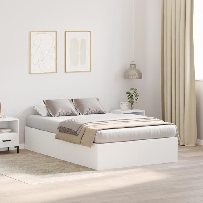 Cadre de lit de rangement vidaXL Blanc 120x190 cm 3335421