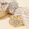 Shiny Scarf Fastener Rhinestone Flower Ring, Six Petal Clip Elegant Sparkling Holder for Women Shirts Silk Scarves Shawls Fashion Jewelry