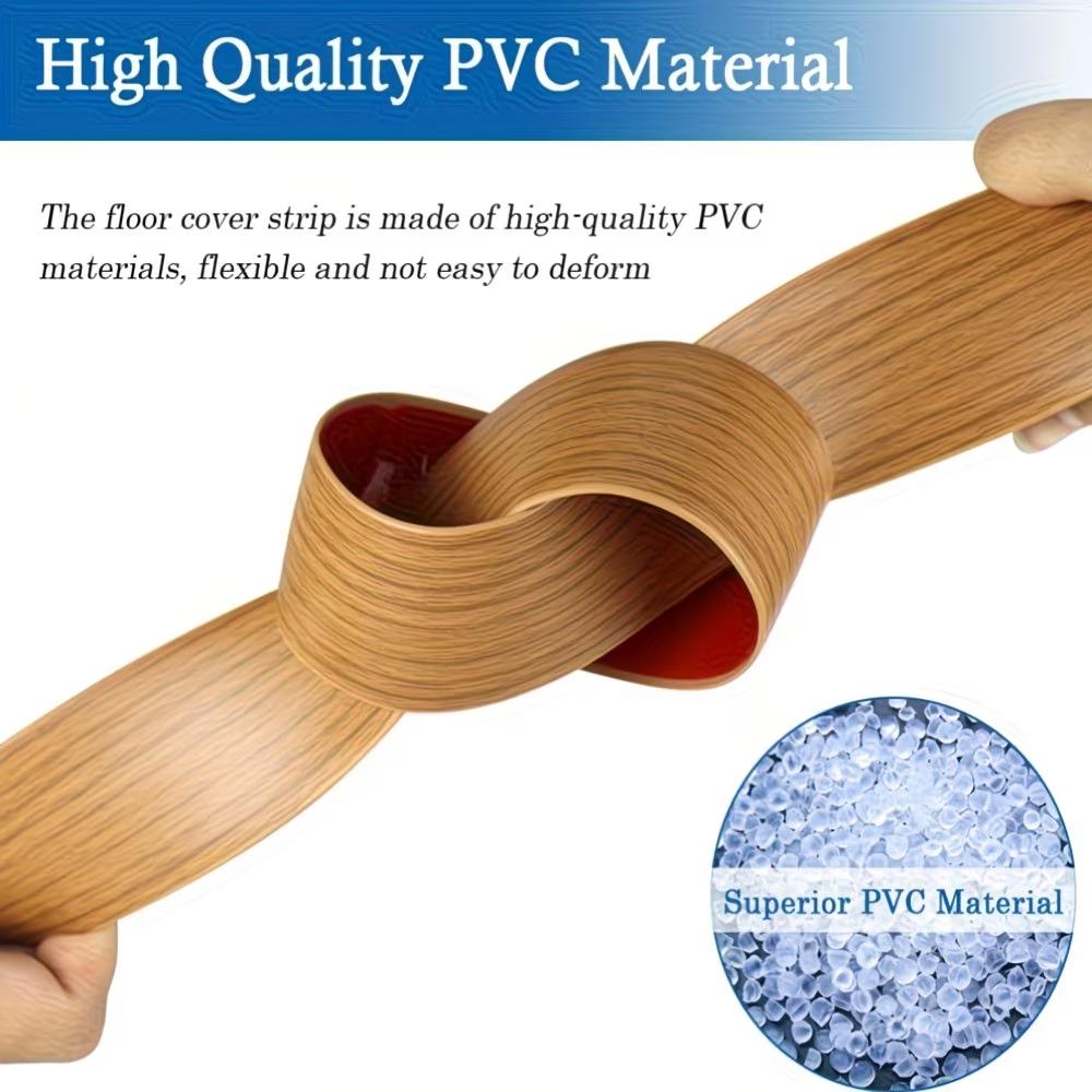 Self-Adhesive PVC Floor Transition Strip, Elegant Wood Grain Plastic Floor Divider, Flooring Cover Strip for Secure Seam Sealing
