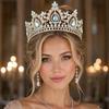 Crystal Decor Bridal Headpiece Metal Base Spiked Crystal Tiara Luxury Queen Crown
