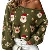 Cozy One-Shoulder Long Sleeve Knit Sweater for Women - Warm Christmas Autumn/Winter Style 2026