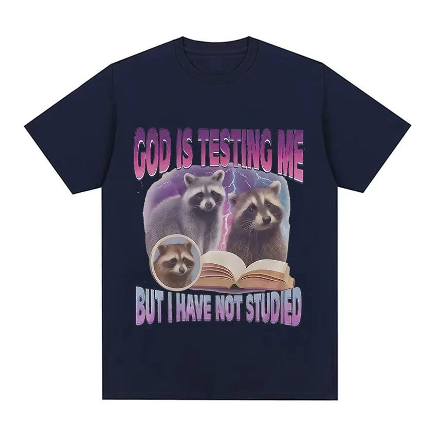 2026 Summer Unisex Vintage Oversized Graphic Tee Funny Raccoon Book Meme Quote Casual Top
