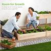 8x2ft Outdoor Wooden Raised Garden Bed Planter for Vegetables Grass Lawn Yard Natural