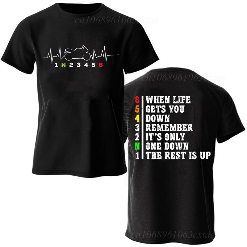 Sommer Mode Unisex T-Shirt Kleidung 1n23456 Motorrad Ausrüstung Biker Herzschlag Grafik T-Shirt Lässiges Übergroßes Unisex Tee T-Shirts